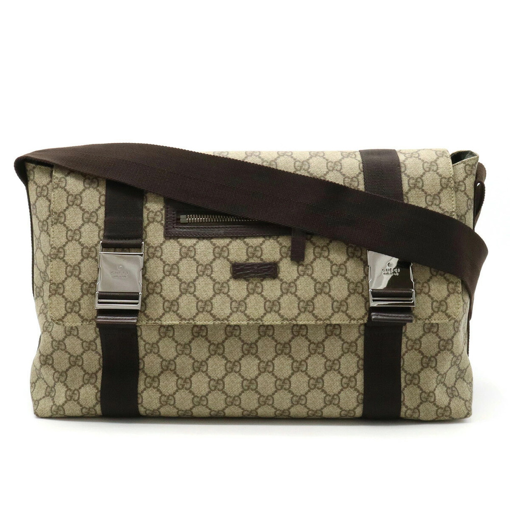 Gucci GG Plus Messenger Crossbody Leather Beige Brown Cream